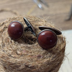 rare Cufflinks Antique ussr gold plated sterling SILVER 875 natural stone