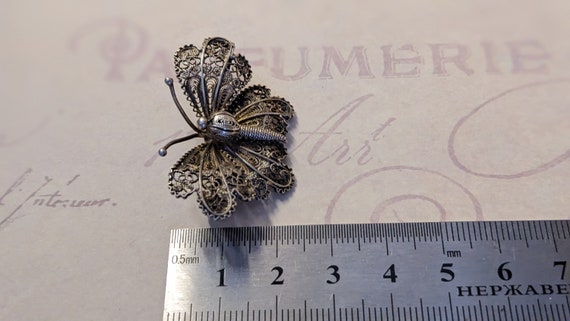 vintage silver  brooch "butterfly"   beautiful wo… - image 9
