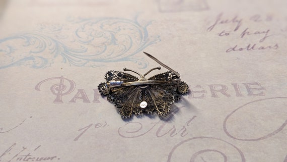 vintage silver  brooch "butterfly"   beautiful wo… - image 7