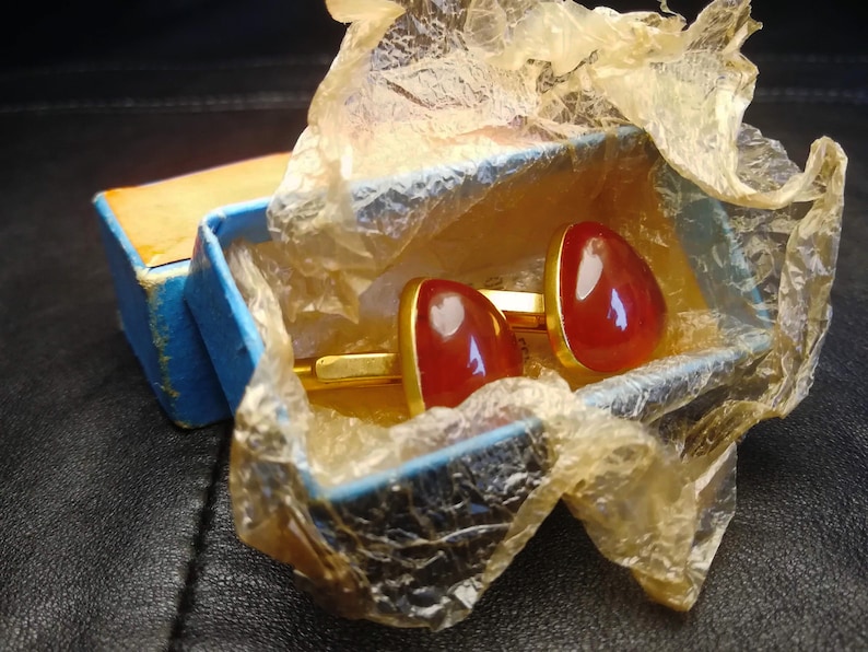 amber cufflinks production of the USSR in a gold-plated case gift for him