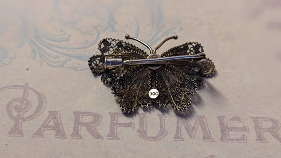 vintage silver  brooch "butterfly"   beautiful wo… - image 6