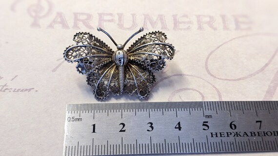 vintage silver  brooch "butterfly"   beautiful wo… - image 8