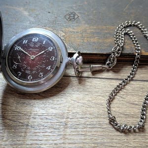 Relógio de bolso masculino soviético Molnija "molniya" da década de 1970, relógio mecânico vintage Molnia em funcionamento, presente para ele.