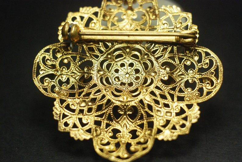 vintage brooch amethys stone corundum gilding a gift for her made in uSSR 1980
