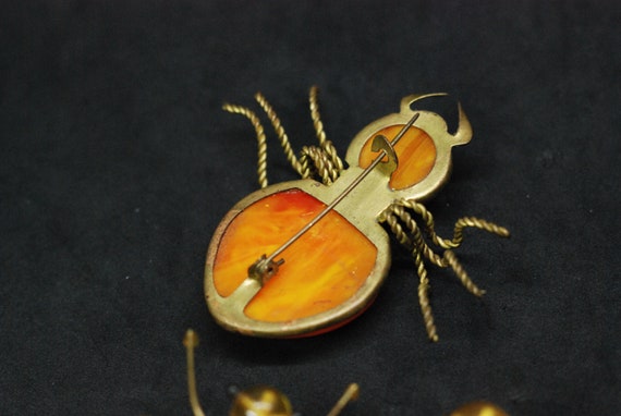 art deco vintage set amber brooch ussr "SPIDER" U… - image 6