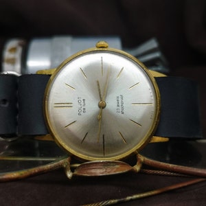 Watch poljot De Luxe made in USSRm 1 MChZ KIROVA Ultra Slim, 23 Jewels 2209 +new leather nato strap