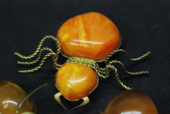 art deco vintage set amber brooch ussr "SPIDER" U… - image 8