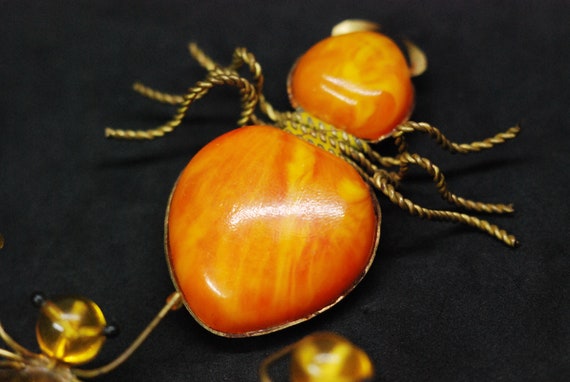 art deco vintage set amber brooch ussr "SPIDER" U… - image 4