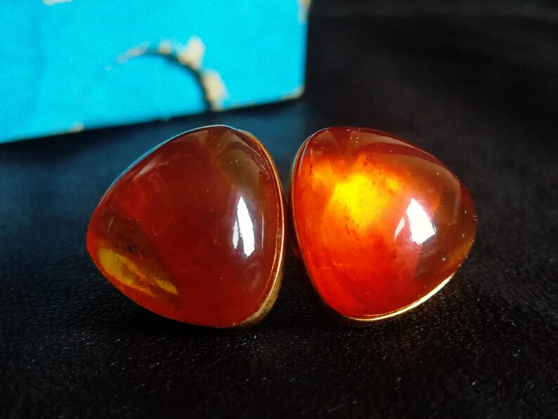 amber cufflinks production of the USSR in a gold-plated case gift for him