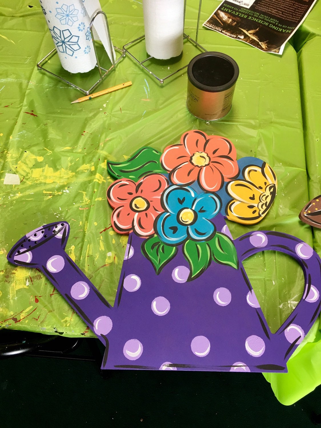 Watering Can Door Hanger With Flowers Door Flowers Home Etsy