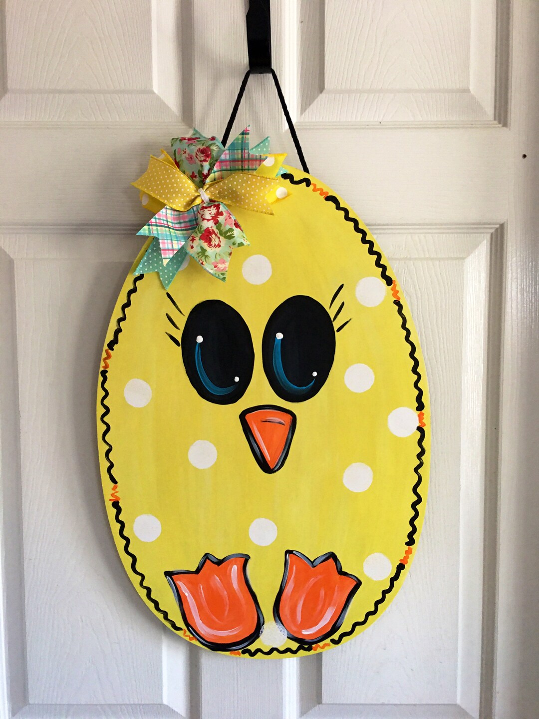 Easter Egg Door Hanger, Easter Chick, Home Decor, Spring Wreath, Easter