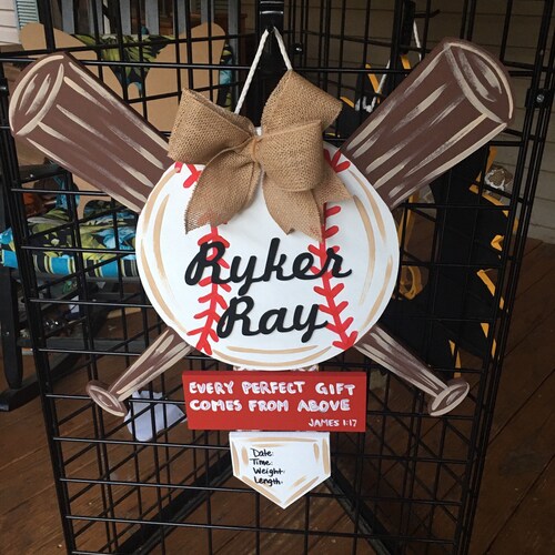 Baseball Baby Door Hanger Hospital Door Hanger Nursery Etsy