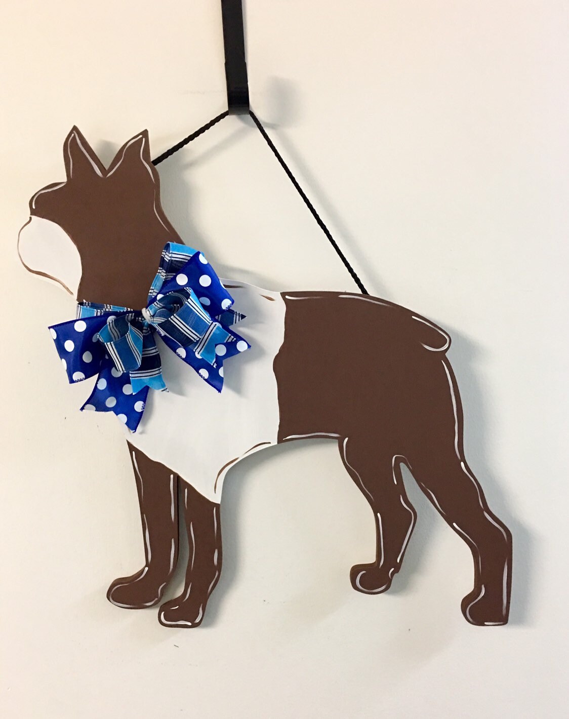 Brown Boston Terrier Door Hanger Pet Door Decor Pet Wall Etsy