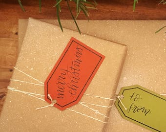DOWNLOAD - Simple Christmas Gift Tags - Merry Christmas - To, From - Black and White and Color Versions