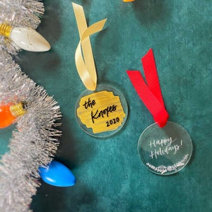 Personalized Christmas Ornaments - Gift Tags - 3" Clear Acrylic Ornament