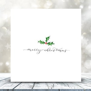 Carte de joyeux Noël Holly & Berries / carte de voeux / art animalier aquarelle / carte vierge / impression aquarelle originale