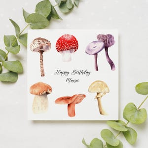 Personalisierte Toadstool Pilze Grußkarte / Wildtier Aquarell / Blankokarte / original Aquarell Druck