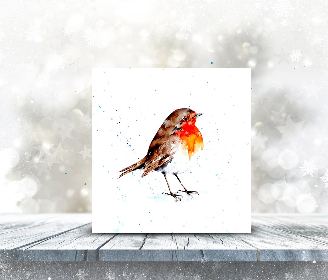 Robin Christmas Card / Greeting Card / Watercolour Wildlife Art / Blank ...