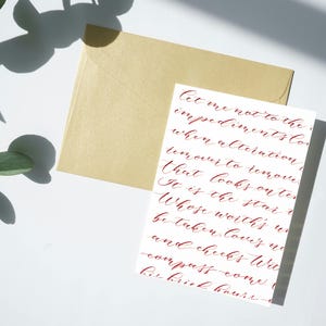 Sonnet 116 – Wenskaart moderne kalligrafie / kaart trouwdag / Shakespeare-poëziekaart / kalligrafiekaart / blanco kaart