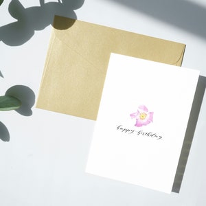 Tarjeta de felicitación de papel con semillas plantables de rosas tamaño A6 / tarjeta de feliz cumpleaños / arte de vida silvestre en acuarela / tarjeta en blanco / impresión de acuarela original