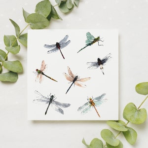 Wenskaart Britse libellen / aquarel natuurkunst / blanco kaart / originele aquarelafdruk