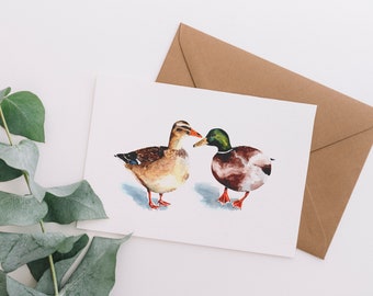 A6 Mallard Duck Greeting card /  blank card / original watercolour print / fine art card