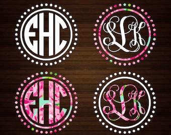 Circle Dot Monogram Decal | Lilly Decal | Monogram Decal | Circle Monogram | Dot Monogram | Monogram Sticker | Car Decal | Vinyl Decal