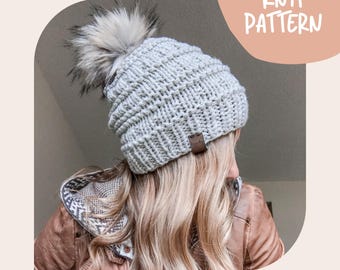 KNIT BEANIE PATTERN - Rhys Beanie, Knit Beanie Pattern, Beginner Knitting Pattern, Knit Pattern
