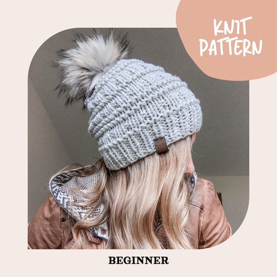 KNIT BEANIE PATTERN - Rhys Beanie, Knit Beanie Pattern, Beginner Knitting Pattern, Knit Pattern