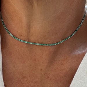 Emerald tennis necklace,925K sterling silver tennis necklace,tennis necklace,925k sterling silver Cz tennis necklace,cz tennis necklace