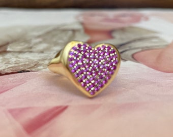 Heart charm rose gold ring,Gold rings,adjustable rings,heart ring,ruby heart charm ring,promise ring,gift for mothers