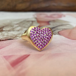 Heart charm rose gold ring,Gold rings,adjustable rings,heart ring,ruby heart charm ring,promise ring,gift for mothers
