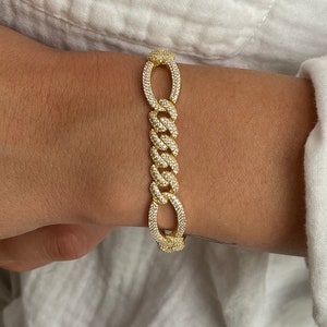 Gold Miami Cuban Chain bracelet,cuban chain,larce link chain bracelet.cz cuban chain bracelet,gold layered bracelet, chain and link bracelet