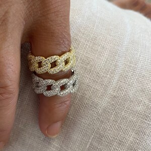 Chain ring,pave chain ring,Cuban chain ring,cz ring, diamond cut ring, eternity ring,gold chain ring,chunky ring,curb chain ring,