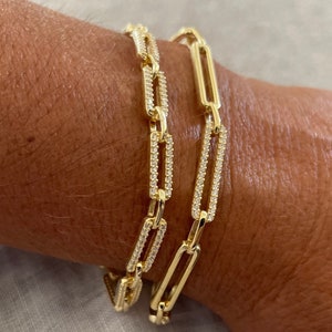 Large Gold  linked chain bracelet, silver paperclip bracelet,paperclip chain bracelet,large linked paperclip chain bracelet