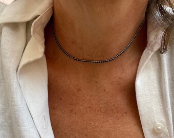 Black  tennis necklace,tennis choker chain,gold tennis necklace,everyday chain,layering chain,choker chain,silver chain,delicate chain,