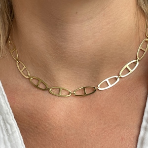 Link chain necklace,rectangle chain choker,gold carabiner chain,rectangle link chain,layering chain,choker chain,silver chain,delicate chain