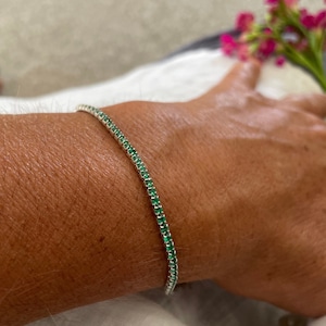 Emerald tennis bracelet,cubic zirconia tennis bracelet,tennis bracelet,emerald zircoina tennis bracelet,green tennis bracelet,handmade