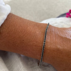 Gold black tennis bracelet,925K sterling silver tennis bracelet,tennis bracelets,dainty bracelet,black diamond tennis bracelet,gift for her