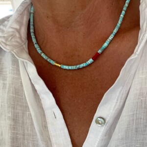Turquoise beaded neckace,blue turquoise boho chaoker necklace,gemstone necklace,handmade turquoise beaded necklace,turquoise necklace