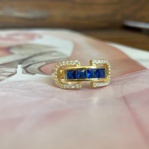 gold sapphire ring,statement ring,sapphire ring,september birthstone,minimalist ring,gift for her,