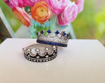 crown ring,silver crown ring,queen ring,king ring,crown ring set