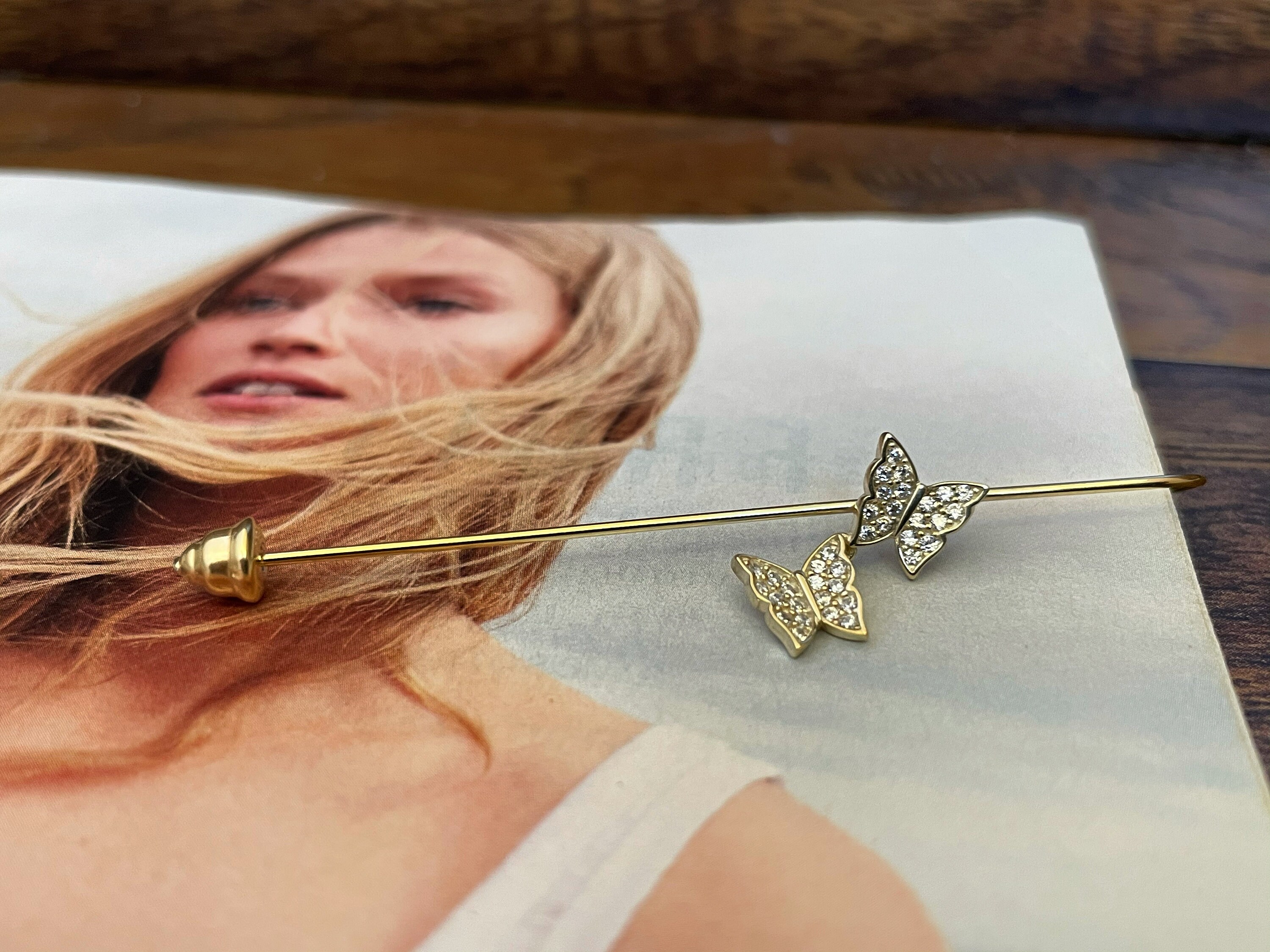 ゴールド イヤーピン イヤリング、ゴールド イヤーバー、イタリアン