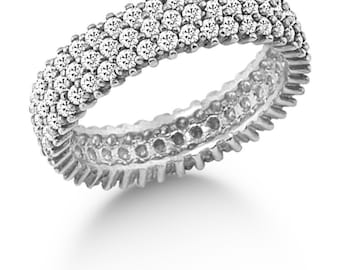 Banda di eternità completa,anello delicato,anello impilabile,banda di fidanzamento,anello di eternità,micro pave diamond wedding band,regalo per lei