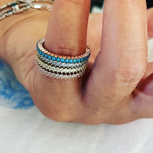 Turquoise eternity ring,turquoise stacking ring,turquoise dainty ring,turquoise eternity ring,stacking ring,gift for her,full eternity band