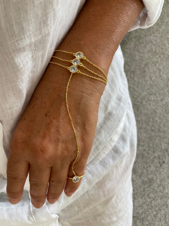 Handmade by HeirloomEnvy - Hand Chain Bracelet, Hand Ring Bracelet,Hand  Chain with Crystals,Finger Bracelet,Hand Chain Ring, Ring,Harem  Bracelet,Slave Bracelet – HarperCrown