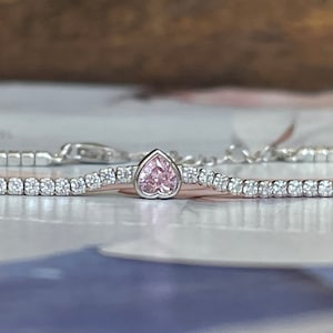 925K sterling silver tennis bracelet,tennis bracelet,stacking bracelet,heart bracelet,