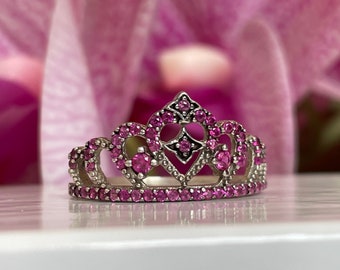 Crown ring,ruby crown ring,queen crown ring,princess crown ring,tiara ring,crown ring, crown ring, cubic zirconia ring