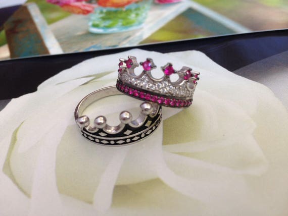 Couples King and Queen Rings His and Hers Crown Set