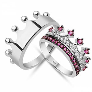 crown ring,silver crown ring,queen ring,king ring,crown ring set